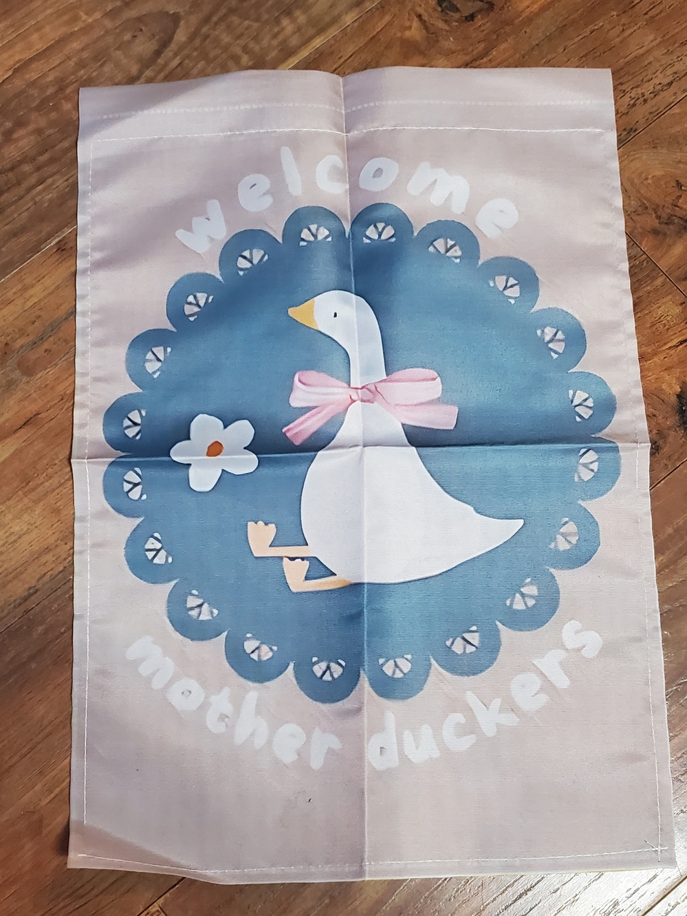 Amazon Decorative Garden Flag with White Duck and Blue Medallion